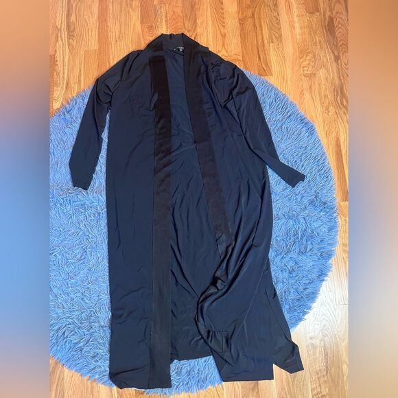 Lafayette 148 New York Navy Fluid Viscose Crepe Dress & Cardigan Set Size L - Picture 3 of 12